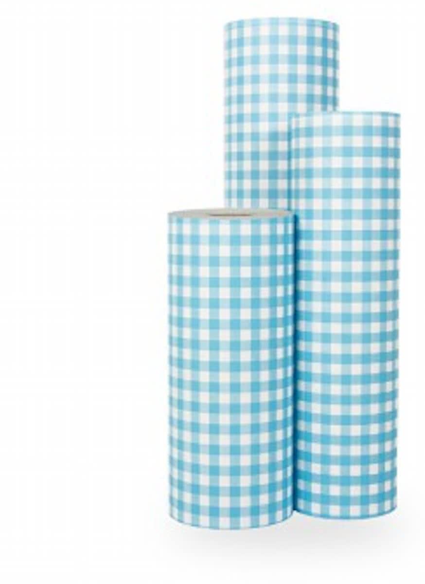 Cadeaupapier Blauw Ruit - Rol 30cm - 200m - 70gr | Winkelrol / Apparaatrol / Toonbankrol / Geschenkpapier / Kadopapier / Inpakpapier